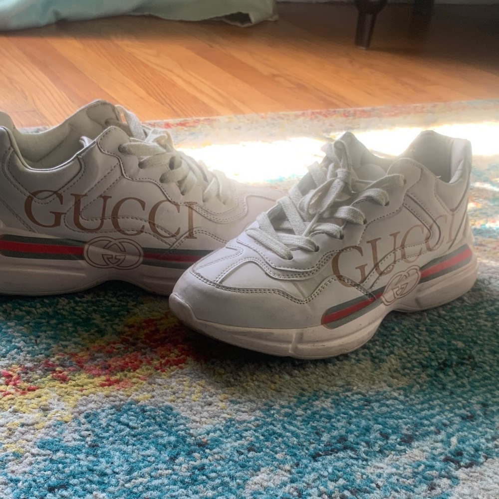 Gucci Kids White and Red Sneakers